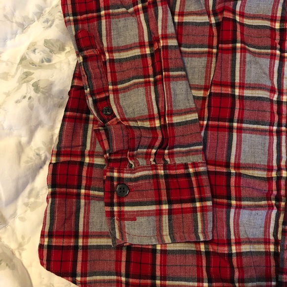 J Crew Factory Boy Fit Red and Black Flannel - Picture 3 of 4